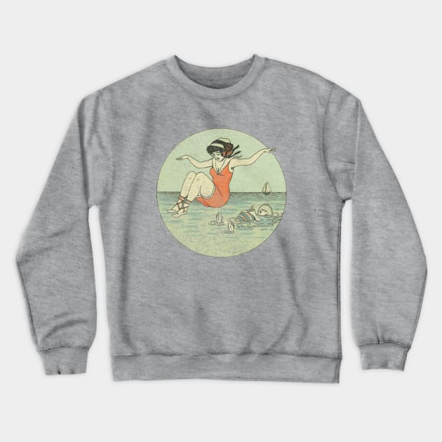 Vintage Beach Scene Crewneck Sweatshirt by GloopTrekker